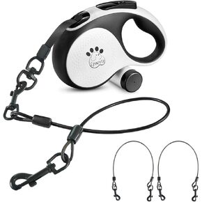 Retractable Dog Lead 8m/26FT Leash, Lpoevte Dog Leash Retractable with Chew Proof Cable Leads, Extendable Dog Lead for Medium Large dogs up to 110 pounds