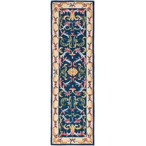 SAFAVIEH Heritage Collection Runner Rug - 2'3" x 6', Navy & Ivory, Handmade Traditional Oriental Wool, Ideal for High Traffic Areas in Living Room, Bedroom (HG657N)