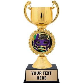 Crown Awards Personalized Mardi Gras Trophy, 7.25" Gold Cup Mardi Gras Trophies with Free Custom Engraving Prime