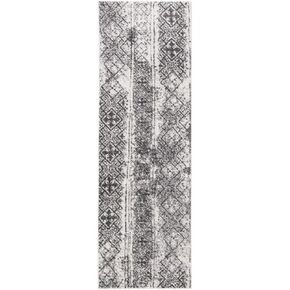 SAFAVIEH Adirondack Collection Runner Rug - 2'6" x 8', Silver & Black, Moroccan Boho Distressed Design, Non-Shedding & Easy Care, Ideal for High Traffic Areas in Living Room, Bedroom (ADR111H)