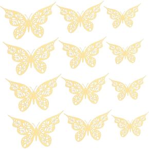 ARTIBETTER 24pcs Hollow Out Butterfly Decoration Metal Stickers Decoraciones para Salas De Casa Bling Wall Butterfly Nursery Wall Decor Gold Butterfly Stickers Home Décor Chic Statue 3D Paper