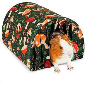 Guinea Pig Hideout with Curtain Guinea Pig Tunnel Soft Guinea Pig Bed with Cushion Suit for Guinea Pig Cage Washable Guinea Pig House for Guinea Pig, Hamster, Chinchilla, Bunny, Ferrets