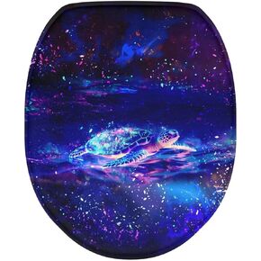 Blue Butterfly Toilet Seat，Elastic Band at the Bottom Reusable Toilet Lid Cover，Fits Most Round, Elongated and Oblong Lids
