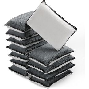 12 Pcs Scrubbing Sponge 5'' x 3'' Scrubbers for Cleaning Dishes Scrub Pads Detailing Household Cleaning Sponges for Leather Car Seat Couch Cleaning