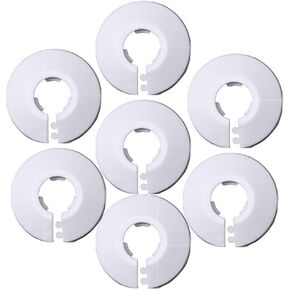 7pcs Water Pipe Cover,1.57 Inch / 40 mm Wall Flange White Water Pipe Escutcheon, PP Plastic Radiator Escutcheon Drain Line Cover Collar for Water Pipe Tube Decoration (40mm)