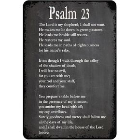 Psalm 23 Poster Bible Quote Psalm Quote Christian Wall Art Vintage Tin Sign Decor for Living Room Bedroom Bathroom Kitchen Metal Plaque 8 Inch X 12 Inch