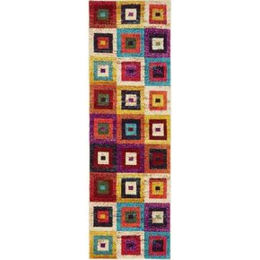 Unique Loom Estrella Collection Colorful, Geometric, Squares Modern, Abstract Area Rug, Rectangular 5' 0" x 8' 0", Multi/Beige