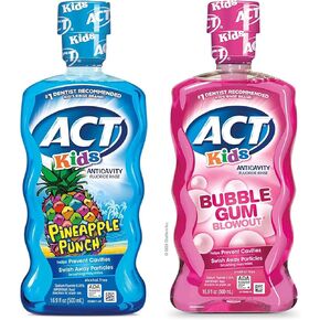 ACT Kids Mouthwash Kit, Pineapple Punch + Bubble Gum Blowout, 16.9 fl oz Each