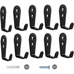 szhdxsyyxgsWall Hooks 10 Pcs,Coat Hooks, Stainless Steel Hook, Garage, Luggage Key Hook, Bathroom Kitchen Dining Room,Heavy Duty, Indoor and Outdoor Hooks (Black)