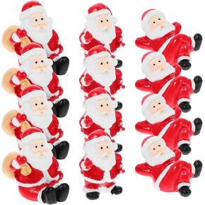 Abaodam 24 Pcs Santa Claus Ornament Miniature Christmas Figurines for Kids Lovely Resin Santa Party Xmas Decor Christmas Tree Snow Globe Christmas Resin Santa Claus The Reins Elk Child