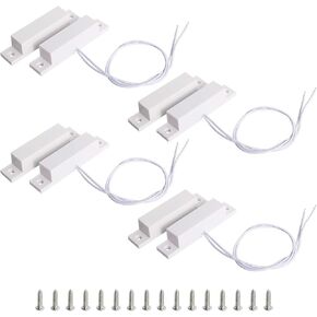 Aoje-Link RC-32 Wired Electromagnetic Door and Window Contact Reed Switch Alarm Security System Anti NC Normally Closed Door Sensor for Door and Window Sensor, ABS, 4Sets
