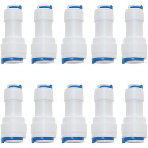 Water Purifier Connector 3/8 to 1/4 Water Line Adapter for RO Pure Water Reverse Osmosis System Purifier Filter 10PCS
