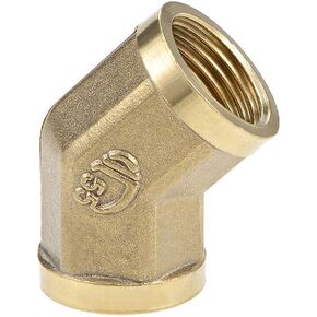 uxcell Brass Pipe Fitting - 45 Degree Elbow G1/2 Female X G1/2 Female Hex Bushing Adapter 44mm Length