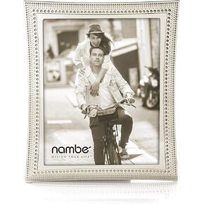 Nambe - Beaded Collection - Picture Frame - Measures at 8" x 10" - Made with Silver Plate and Glass - Designed by Maureen McTammy