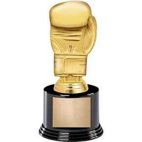 7" Fighting Boxing Glove Award On Round Trophy Base
