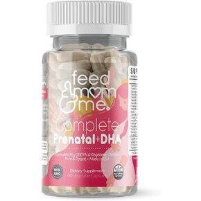 Feed Mom & Me Prenatal Vitamin + DHA, 22 Vitamins & Minerals for Baby’s Development & Mom Nourishment: Folate, Selenium, Iron, Choline, Vitamin C, D3, Calcium, Gluten & Soy Free, NON-GMO 30 Day Supply