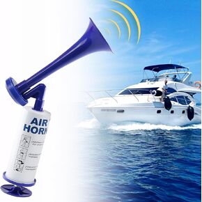Handheld Air Horn, Super Loud Noise Maker Boat Air Horn for Marine and Sports, Bear Horn Self Defense Portable Air Pump Horn, Safety Alarm Horn for Boating, Camping, Graduation (Blue)
