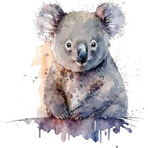 Adorable Watercolor Koala Wall Stickers for Nursery, Cute Lovely Rare Animal Decals Vinyl Waterproof Peel Removable Murals for Kids Baby Room Bathroom Toilet Playroom Furniture Classroom