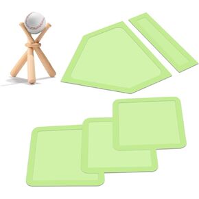 Baseball Home Plate 5 Piece Set, Great for Adults and Kids for Baseball, Kickball, Softball, Backyard Playground, School Practice, Includes 3 Base Pads 1 Home Plate 1 Pitcher's Plate.
