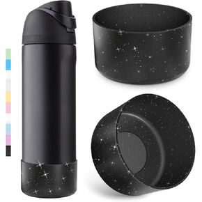 2PCS Glitter Silicone Boot for Owala Water Bottle, Anti-Slip Protective Sleeve for Owala Twist,FreeSip and Flip Stainless Steel Water Bottle, BPA-Free, Dishwasher Safe, Accessories