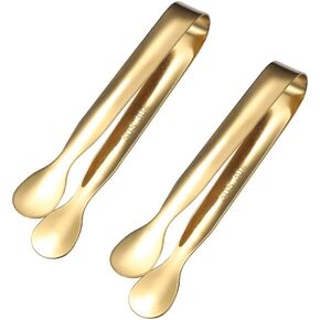 Mini Serving Tongs, Stainless Steel Small Serving Utensils Ice Tongs Sugar Tongs 4.8" (Black)