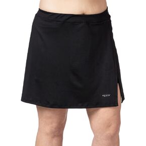 Terry Mixie Bike Skirt, Womens Slit Front Performance Cycling/Tennis/Trail Athletic Skirt- 16 Inch Front Length - Black, Medium