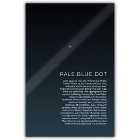 5M BOX Voyager 1 'Pale Blue Dot' Poster, Gloss Finish Print, Earth from Space, Science Classroom Decor, Blue, Frame Not Included, Universal, Planet Photo Print (Style 1, 16"x24")