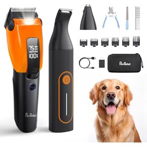 Dog Grooming Kit for Heavy Thick Hair&Coats, 3 in 1 Dog Clippers for Grooming, Rechargeable Cordless Pet Shaver with Storage Box, Quiet Dog Paw Trimmer for Small and Large Dogs Cats Animals