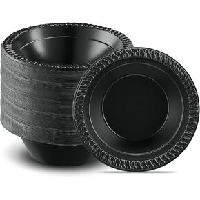 Cuisine Black Plastic Bowls - 5oz. (Pack of 100) - Durable & Microwave Safe - Perfect For Parties, Weddings, And Everyday Use