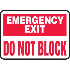 Accuform "Emergency Exit - Do Not Block" Safety Sign, Plastic, 10 x 14 Inches (MEXT900VP)
