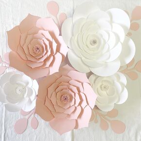 3D Party Paper Flower Decoration Artificial Paper Flower Decorations with Leaves Wall Flower Decor (Lt-Purple Purple Set) Wedding Bridal Shower Nursery Baby Shower Flower Backdrop Decor