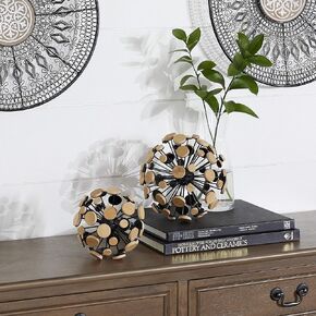 Deco 79 Metal Geometric Sculpture, Set of 2 7", 5"W, Brown