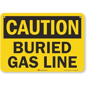 Smartsign U4-1101-RA_10X7 "CAUTION BURIED GAS LINE" Reflective Recycled Aluminum Sign, 10" x 7"