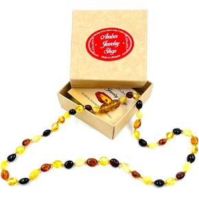 Baltic Amber Necklace 12.5 inches - Genuine Amber Beads- Unisex Amber Jewellery - Multicolour in Saudi Arabia
