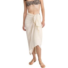 Gottex Beach Life Resort Natural 100% Cotton Sarong Wrap Swimsuit Coverup for Women, One Size Pareo Fits Most - Stylish and Versatile Beachwear Essential