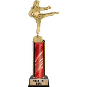 12" Red Karate Female Trophies - Customized Karate Female Trophy Awards Prime