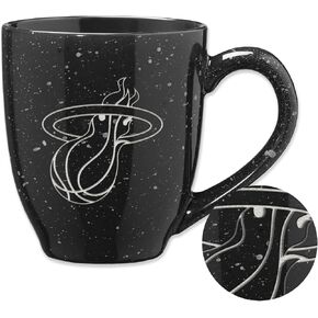 Rico Industries NBA Basketball Miami Heat Alternate 16 oz Team Color Laser Engraved Speckled Ceramic Coffee Mug