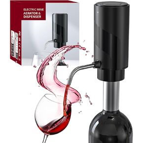Electric Wine Aerator Pourer, Rechargeable Wine Aerator Pourer, Portable One-Touch Wine Decanter, Suitable for Red and White Wines, Best Wine Gifts for Women and Wine Lovers, Silver