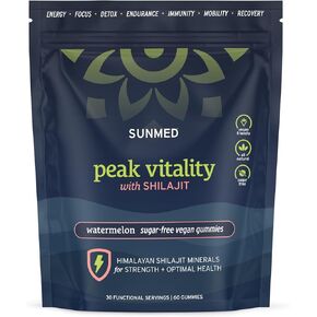 Peak Vitality with Himalayan Shilajit for Strength + Optimal Health Sugar-Free, Vegan, All Natural Gummies, 60ct – Watermelon Flavor