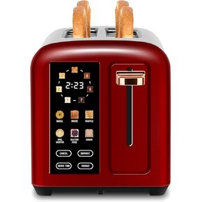 SEEDEEM Toaster 2 Slice with Touch Screen, Faster Heating Speed, 7 Shade Setting, 6 Bread Type, 1.5"Wide Slots Toaster, Removable Crumb Tray, 1350W, Sliver Metallic
