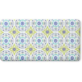 FIESTA Postiano Tiles Geo Textured Anti Fatigue Comfort Kitchen Mat, Non-Slip Floor Mat, Padded Standing Desk Mat, Blue/Green/White, 20"x39"
