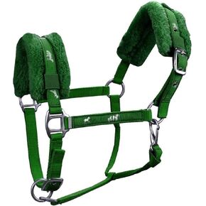Fleece Padded Adjustable Nylon Horse Halters (Large Pony (500-800 lbs), Hunter Green)