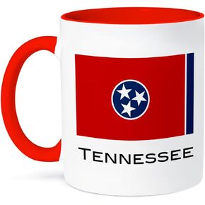 3dRose Tennessee State Flag Two Tone Mug, 11 oz, Red/White