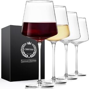 Chouggo 21Oz Wine Glasses Set of 6, Premium Crystal Large White Wine or Red Wine Glasses, Hand Blown Tall Long Stem Wine Glass - Gifts for Women, Men, Wedding, Anniversary, Christmas, Birthday
