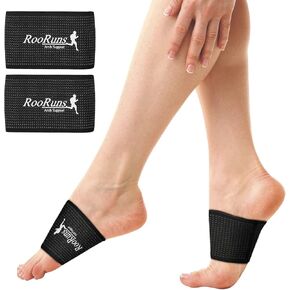 RooRuns Copper Arch Support Sleeves, Compression Plantar Fasciitis Support Foot Wrap for Flat Feet, Heel Spurs, Fallen Arches, for Women and Men (1 Pair)