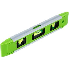 9 Inch Torpedo Level Magnetic, Small Leveler Tool with 3 Bubble Vials 45°/90°/180° and Overhead Viewing Window, Shock Resistant Bubble Level V-Groove for Piping and Conduit, Aluminum Alloy Frame