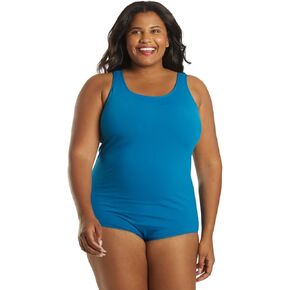 Sporti Plus Size Women's One Piece Swimsuits Conservative Cut, Hydrolast Tech, Printed Bathing Suit, Girl Leg Swimsuit Women