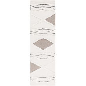 SAFAVIEH Casablanca Collection Runner Rug - 2'3" x 8', Ivory & Brown, Handmade Bohemian Rustic Wool, 0.5-inch Thick Ideal for High Traffic Areas in Living Room, Bedroom (CSB981A)