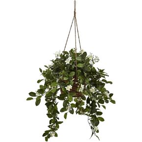 Nearly Natural Mixed Stephanotis Hanging Basket