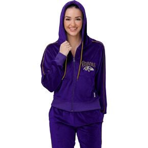 FOCO NFL womens Nfl Team Logo Ladies Fashion Tracksuit Soft Velour Sweatsuit Zip Up Jacket Top